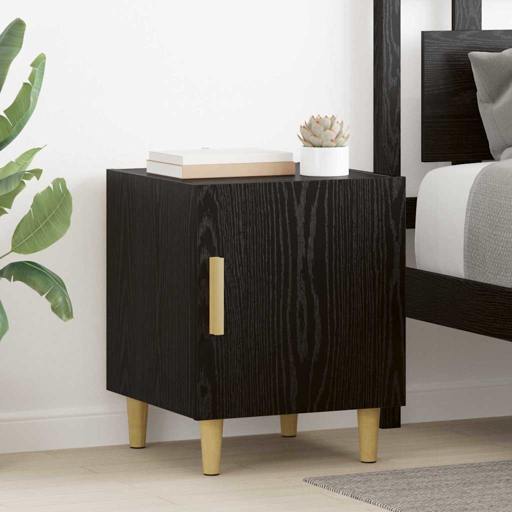 Nachtkastje 2 pcs Zwart Eiken 40 x 40 x 50 cm Bewerkt hout is nu te koop bij PeponiXL, paradijselijk wonen!