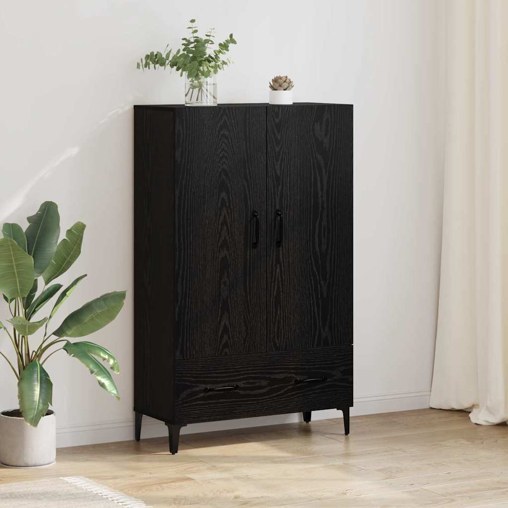 Highboard Zwart Eiken 70 x 31 x 115 cm Gemonteerd hout en ijzer is nu te koop bij PeponiXL, paradijselijk wonen!