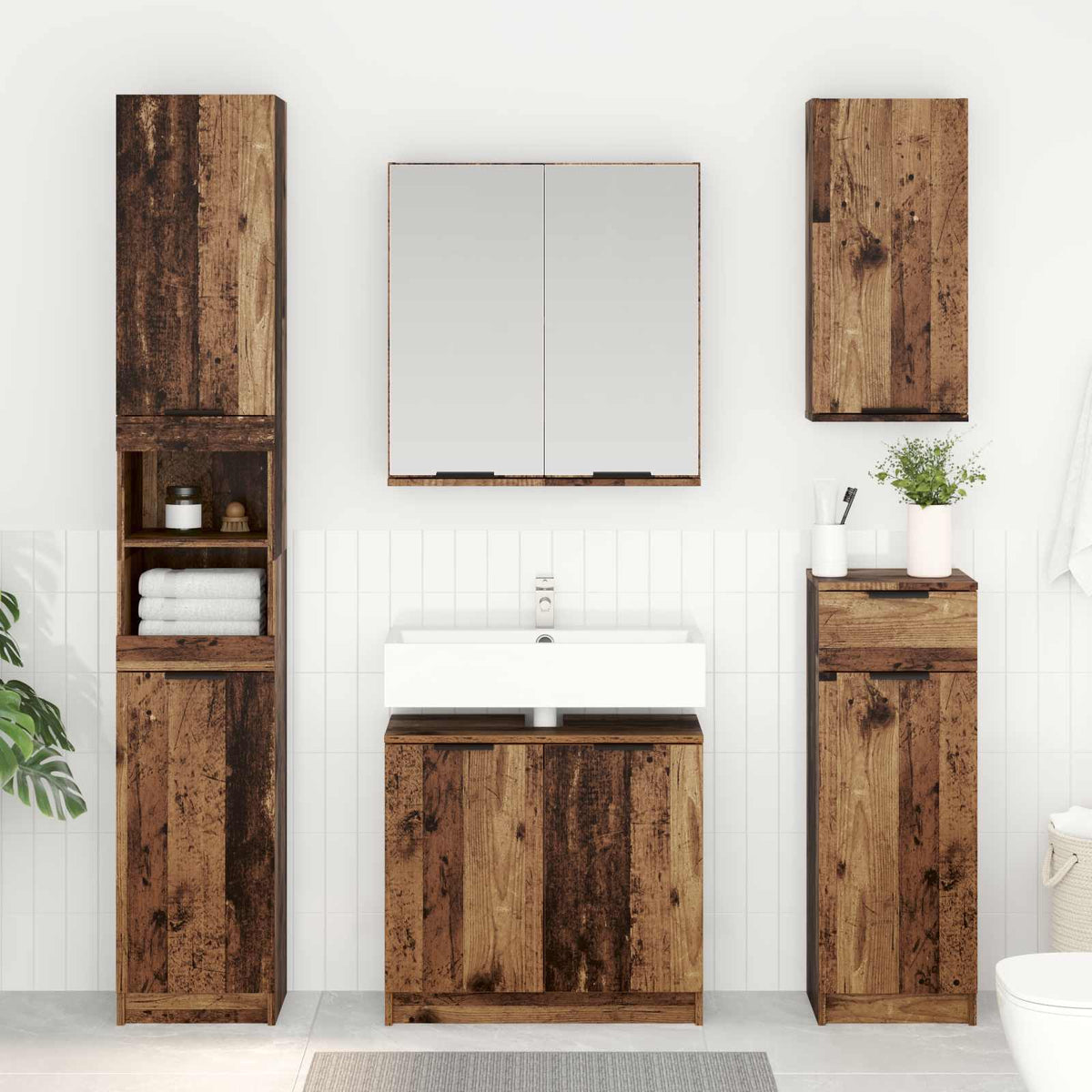 Badkamer Kast Oud Hout 64,5 x 33,5 x 59 cm Bewerkt hout is nu te koop bij PeponiXL, paradijselijk wonen!