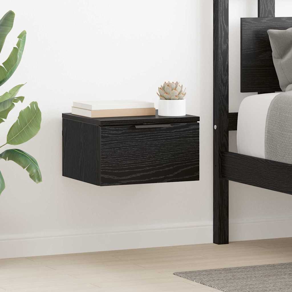 Nachtkastje 2 pcs Zwart Eiken 34 x 30 x 20 cm Bewerkt hout is nu te koop bij PeponiXL, paradijselijk wonen!