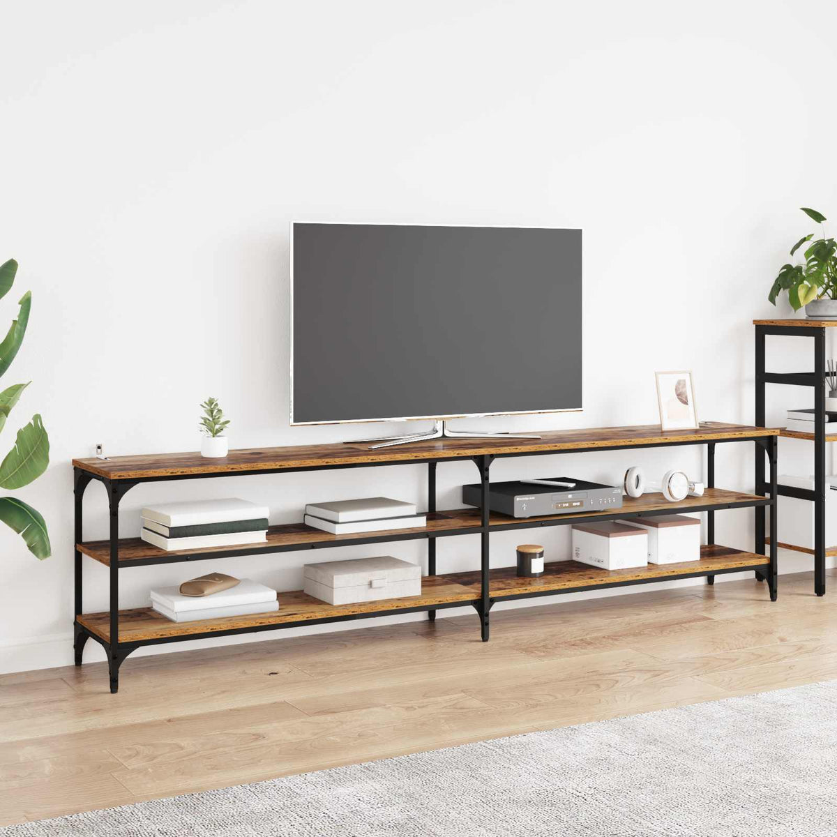 TV-kast Oud Hout 200 x 30 x 50 cm Gemonteerd hout en ijzer is nu te koop bij PeponiXL, paradijselijk wonen!