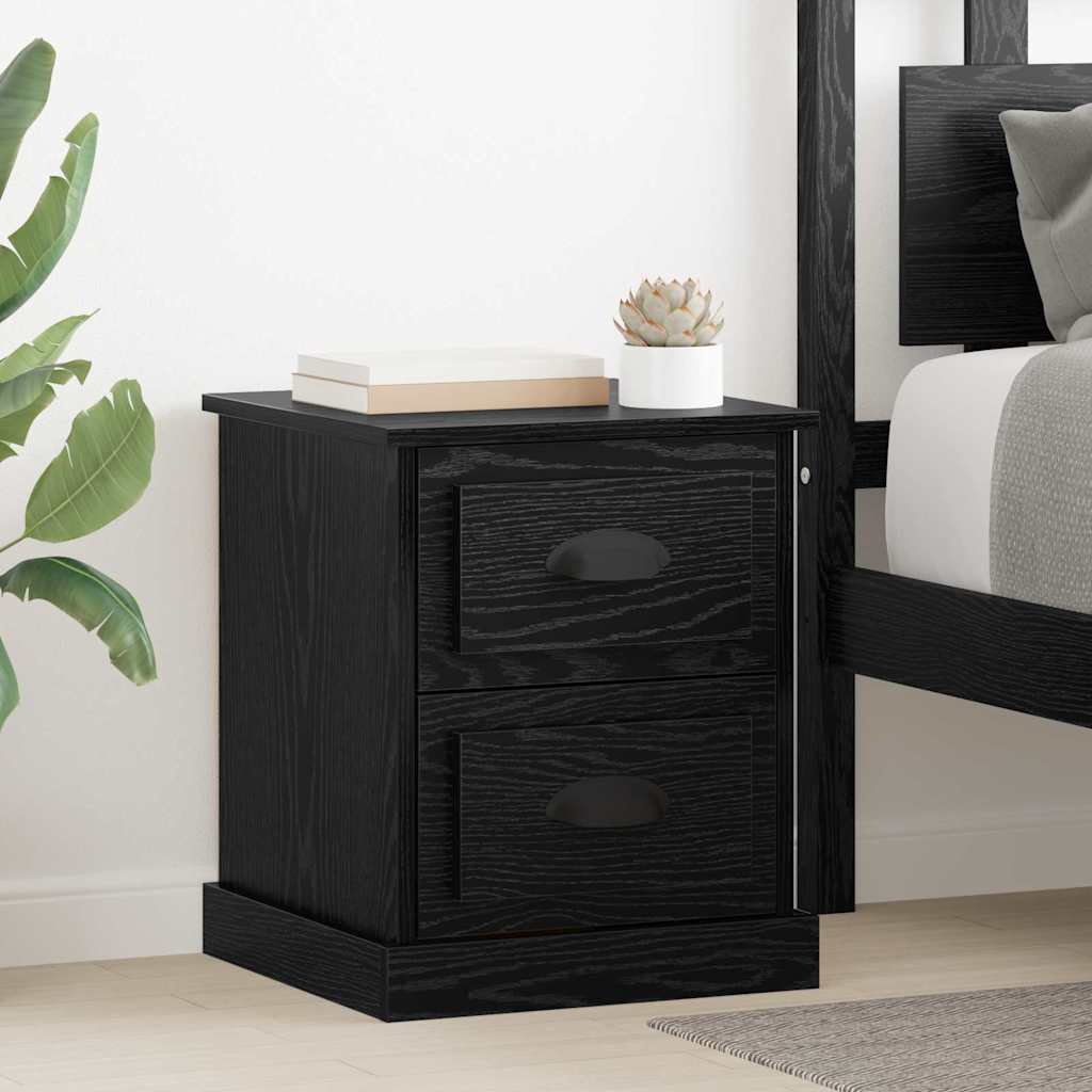 Nachtkastje 2 pcs Zwart Eiken 39 x 39 x 47.5 cm Bewerkt hout is nu te koop bij PeponiXL, paradijselijk wonen!