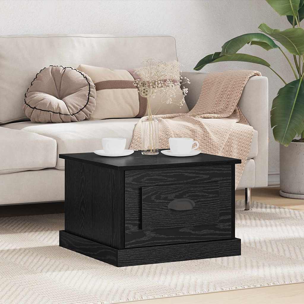 Salontafel met lade Zwart Eiken 50 x 50 x 35 cm Bewerkt hout is nu te koop bij PeponiXL, paradijselijk wonen!