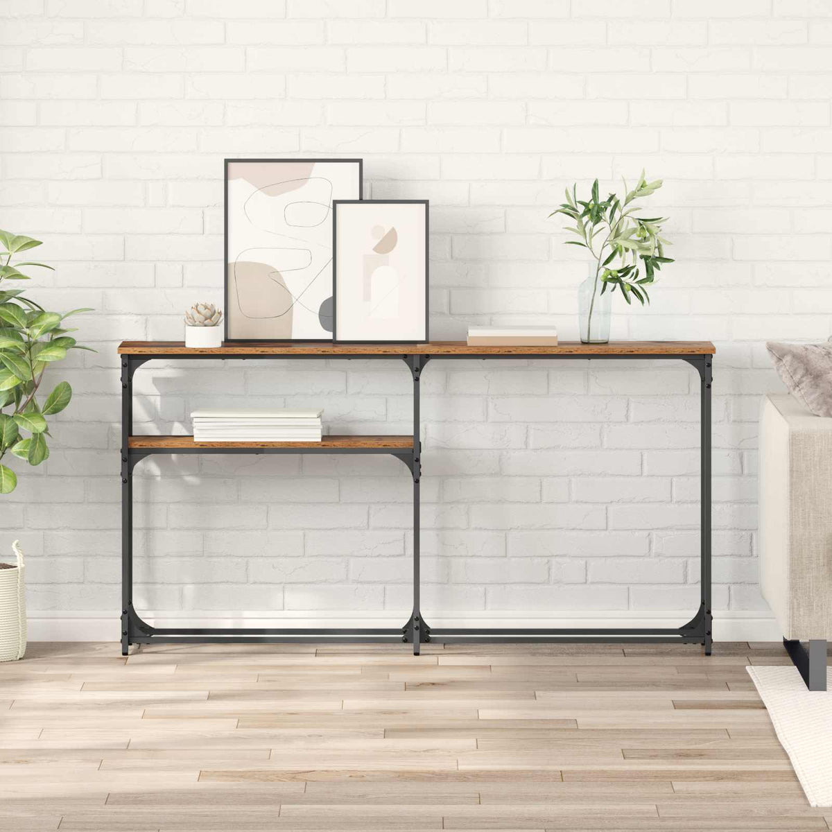 Consoletafel Oud hout 145x22.5x75cm Bewerkt hout is nu te koop bij PeponiXL, paradijselijk wonen!