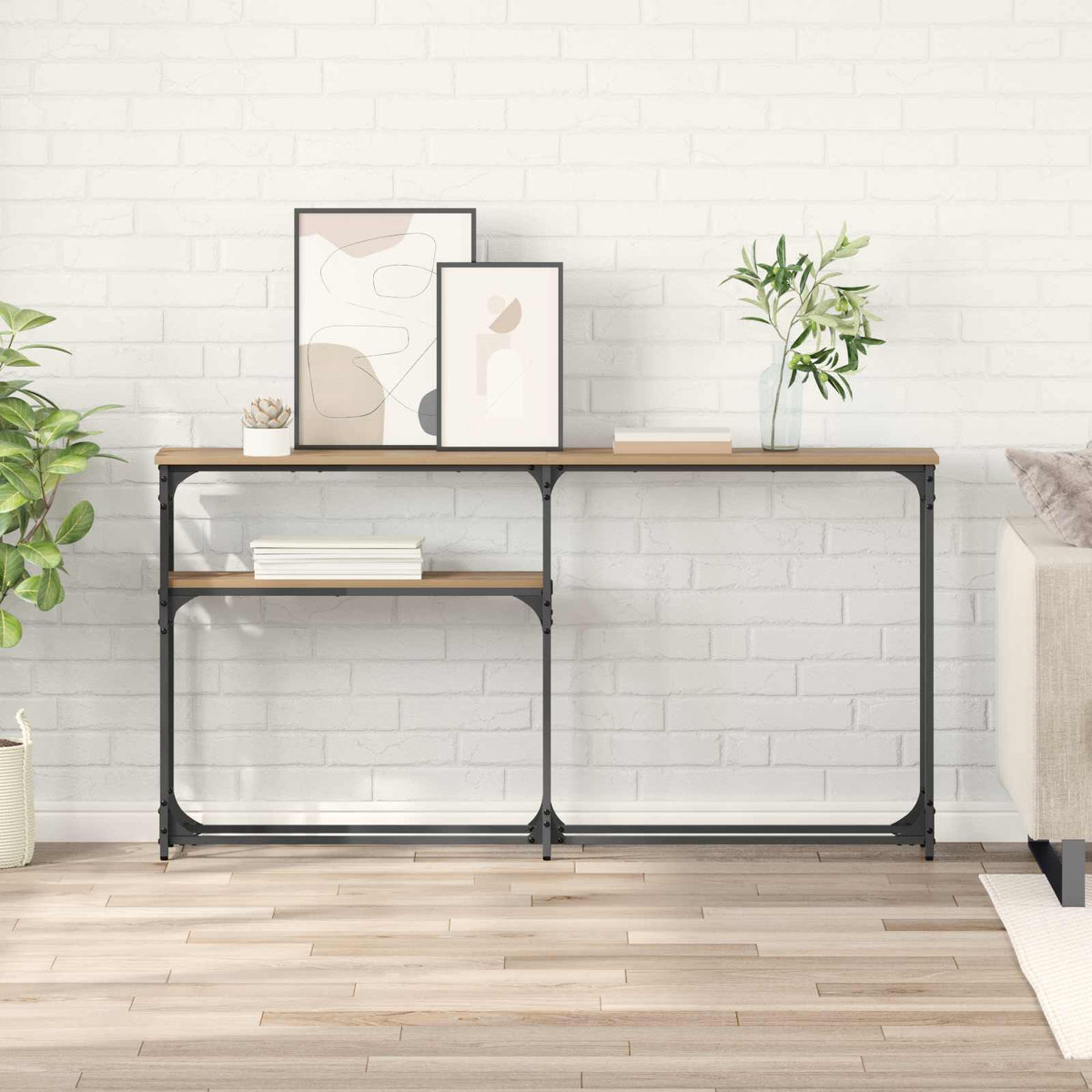 Consoletafel Artisan Eiken 145 x 22,5 x 75 cm Bewerkt hout is nu te koop bij PeponiXL, paradijselijk wonen!