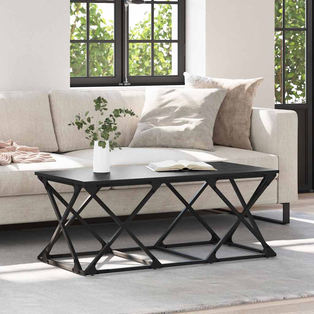 Salontafel Zwart Eiken 100 x 49 x 40 cm Bewerkt hout is nu te koop bij PeponiXL, paradijselijk wonen!