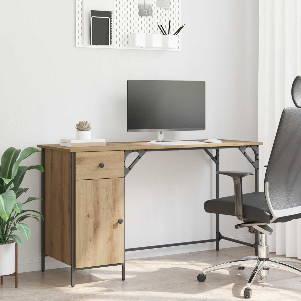 Computerbureau Artisan Eiken Bewerkt hout 131 x 48 x 75 cm is nu te koop bij PeponiXL, paradijselijk wonen!