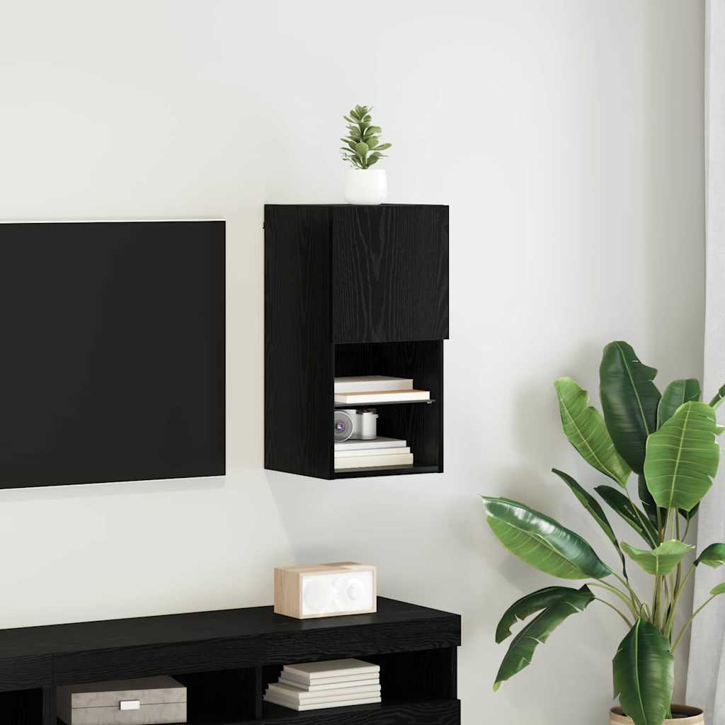Wandgemonteerd tv-meubel met LED Zwart Eiken 30,5 x 30 x 60 cm is nu te koop bij PeponiXL, paradijselijk wonen!