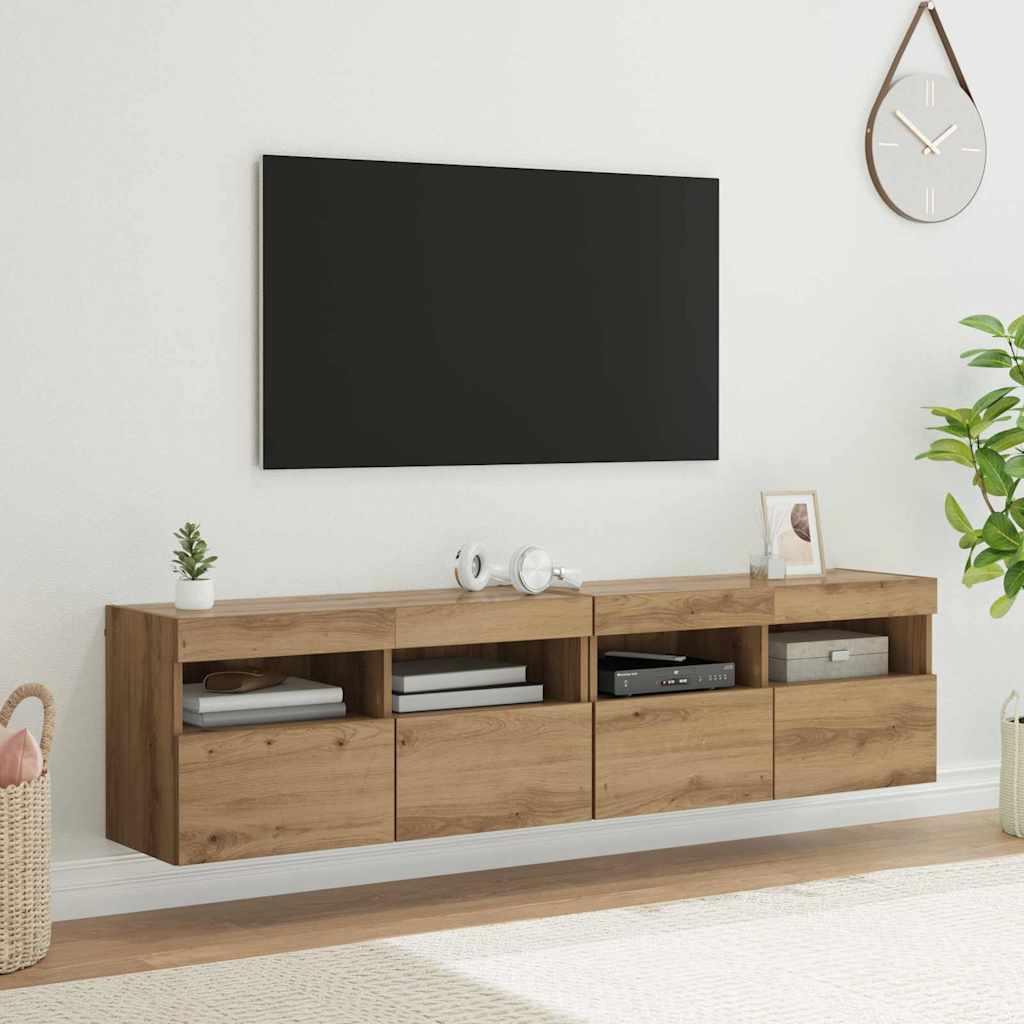 TV Wandkasten 2 pcs Artisan Eiken 80 x 30 x 40 cm Bewerkt hout is nu te koop bij PeponiXL, paradijselijk wonen!