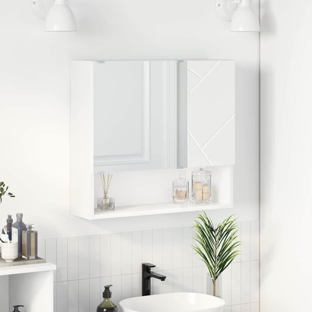Spiegelkast Wandgemonteerd Wit 59 x 17 x 55 cm Bewerkt hout is nu te koop bij PeponiXL, paradijselijk wonen!