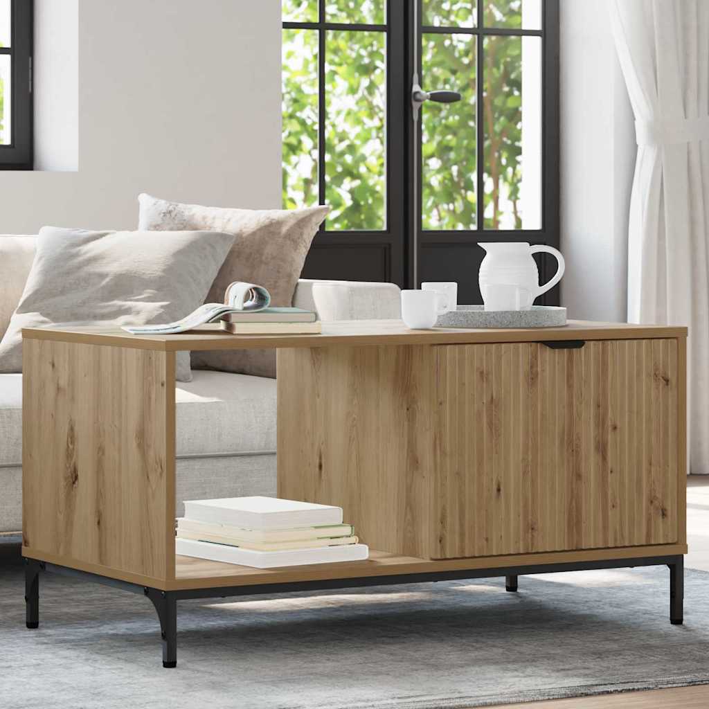 Salontafel met lade Artisan Eiken 90 x 49 x 46 cm Bewerkt hout is nu te koop bij PeponiXL, paradijselijk wonen!