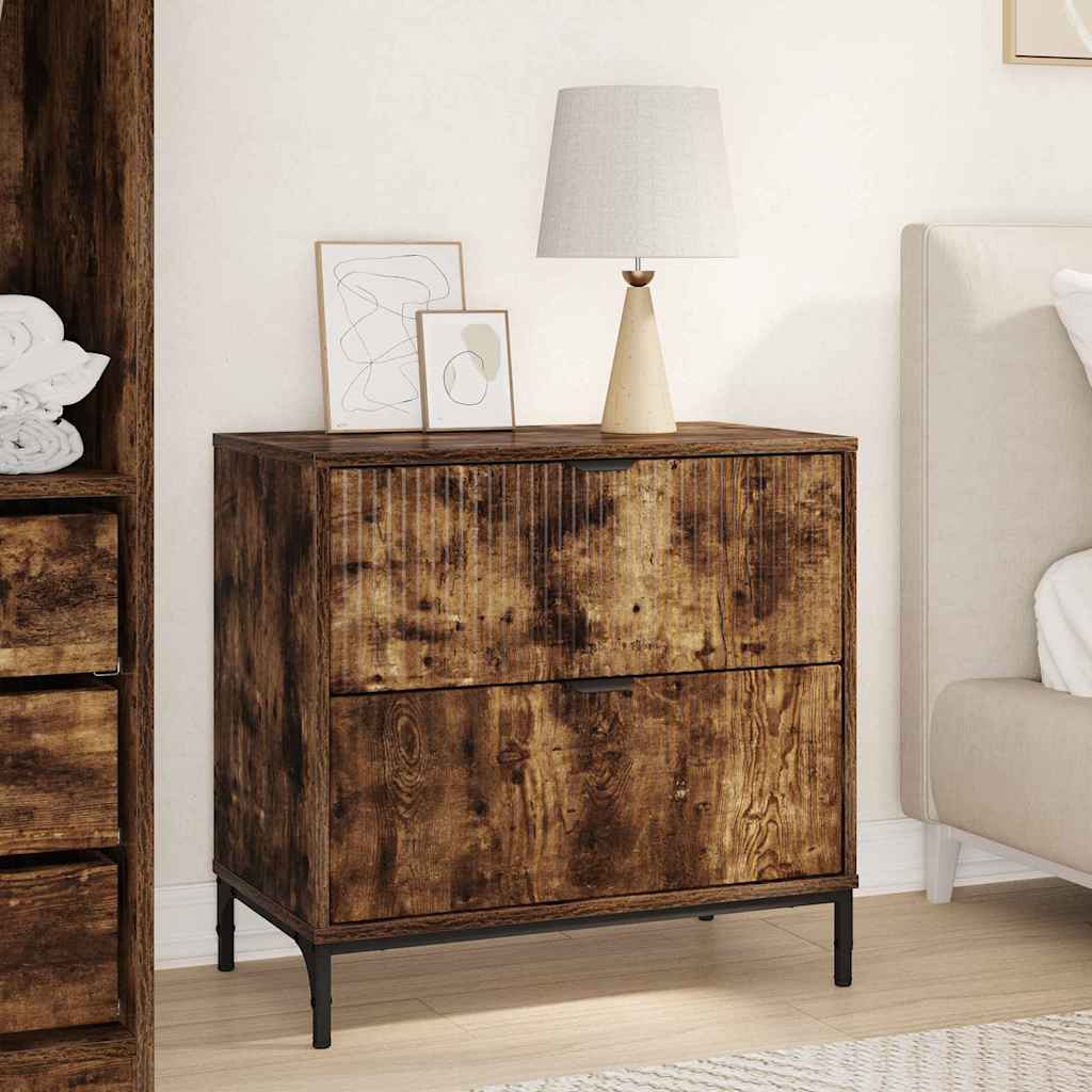 Nachtkastje Gerookt eiken 63.5 x 36 x 61 cm Bewerkt hout is nu te koop bij PeponiXL, paradijselijk wonen!