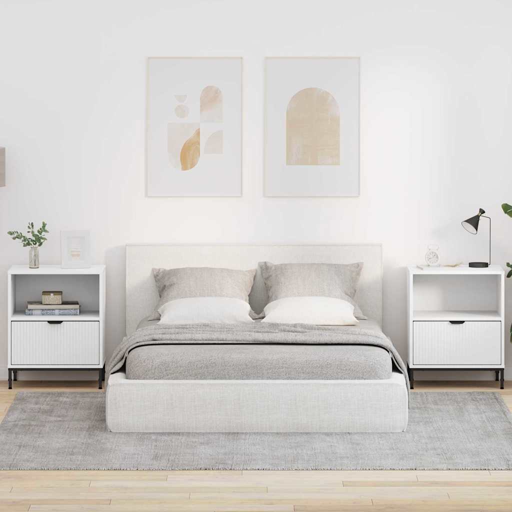 Nachtkastje met lade 2 pcs Wit 49 x 36 x 61 cm Bewerkt hout is nu te koop bij PeponiXL, paradijselijk wonen!