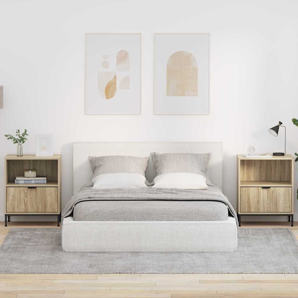 Nachtkastje 2 pcs Sonoma eiken 49 x 36 x 61 cm Bewerkt hout is nu te koop bij PeponiXL, paradijselijk wonen!