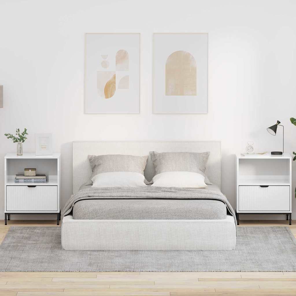 Nachtkastje 2 pcs Hoogglans wit 49 x 36 x 61 cm Bewerkt hout is nu te koop bij PeponiXL, paradijselijk wonen!