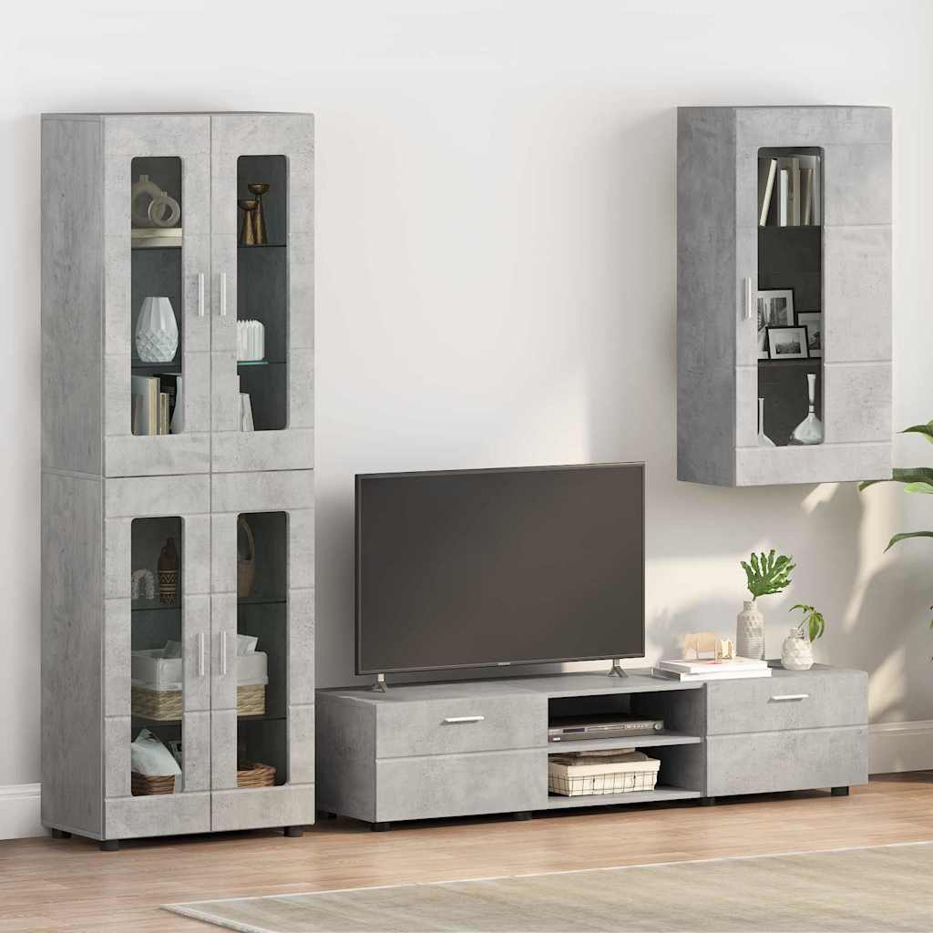 Houten Kast Beton Grijs 50 x 29 x 100 cm Bewerkt hout is nu te koop bij PeponiXL, paradijselijk wonen!