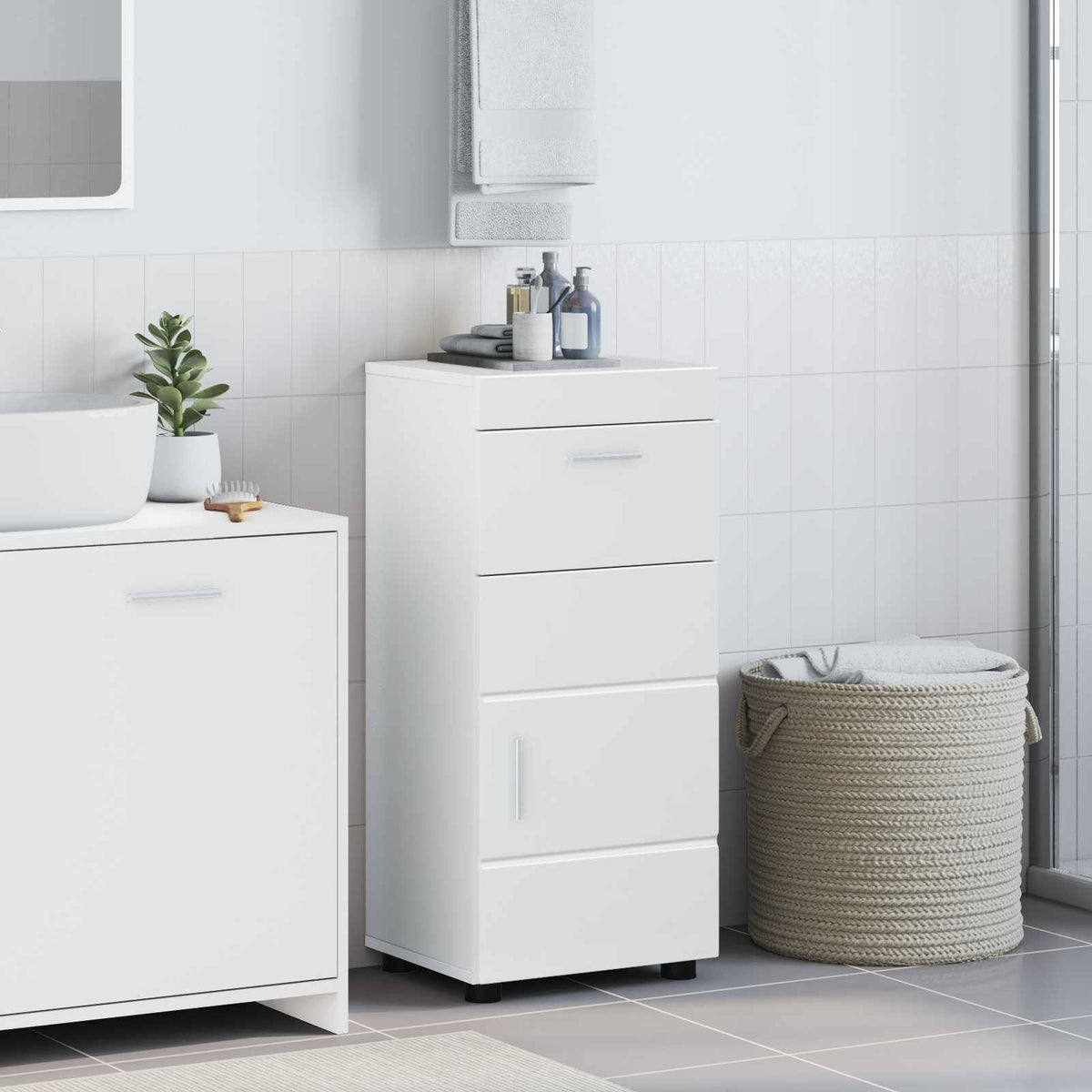 Badkamerkastenset TULUM Hoogglans wit 37 x 31,5 x 82 cm is nu te koop bij PeponiXL, paradijselijk wonen!