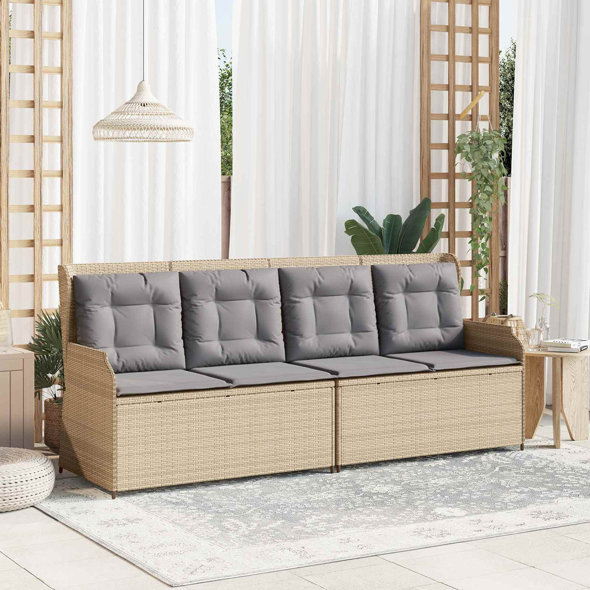 Tuinbank Beige poly rattan is nu te koop bij PeponiXL, paradijselijk wonen!