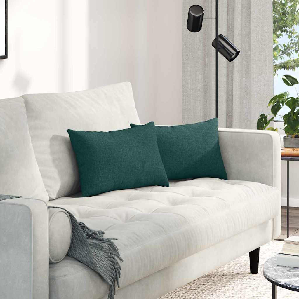 Sofa Kussens 2 pcs Donkergroen 50 x 30 cm Stof is nu te koop bij PeponiXL, paradijselijk wonen!