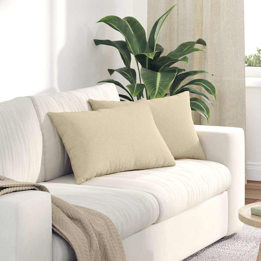 Sofa Kussens 2 pcs Crème 60 x 40 cm Stof is nu te koop bij PeponiXL, paradijselijk wonen!