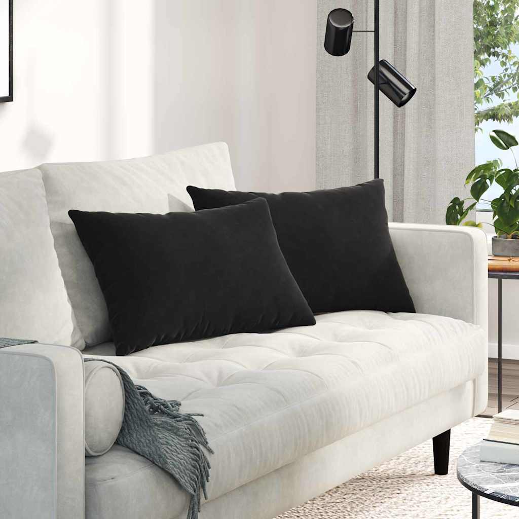 Sofa Kussens 2 stuks Zwart 60 x 40 cm Cordstof is nu te koop bij PeponiXL, paradijselijk wonen!