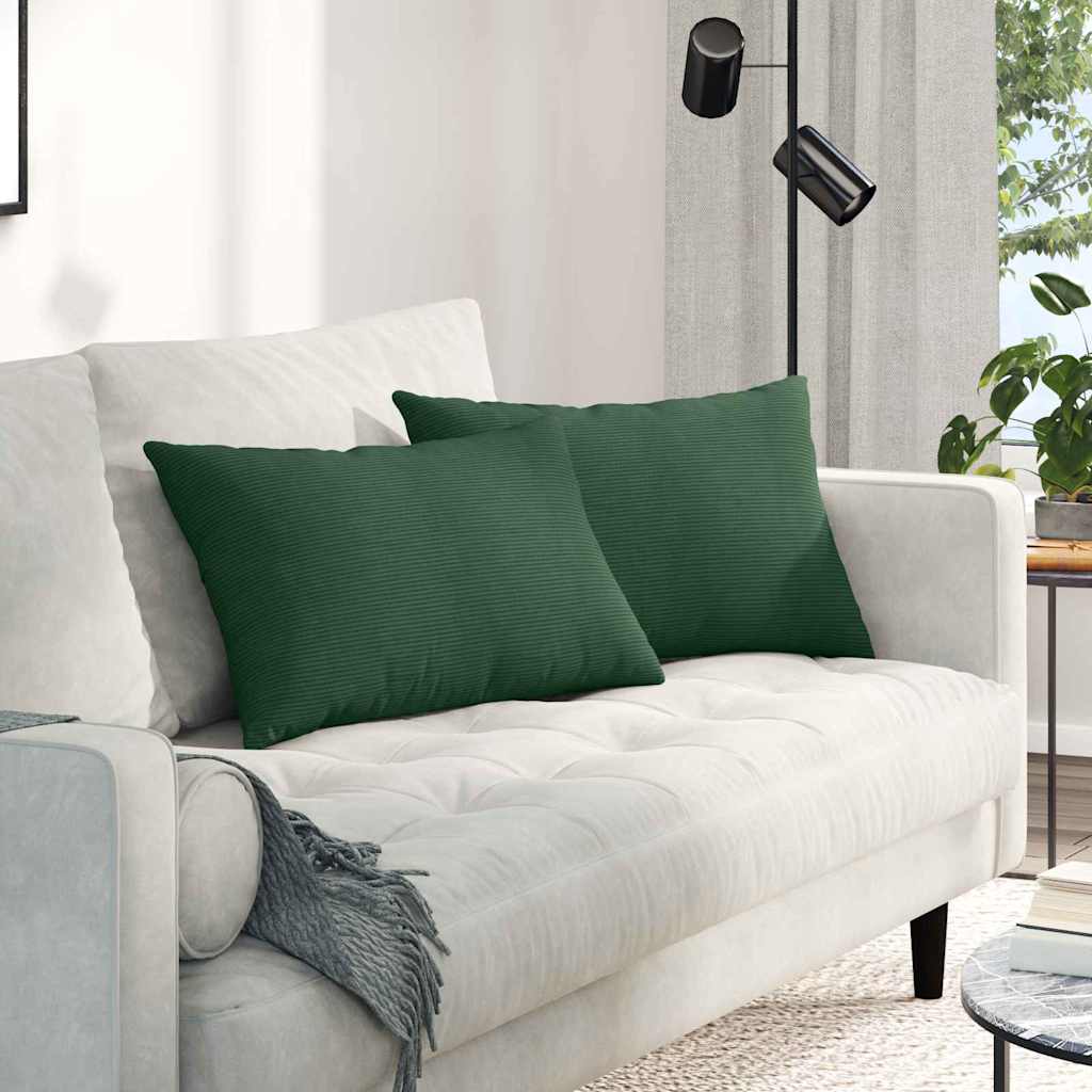 Sofa Kussens 2 stuks Donkergroen 60 x 40 cm Cordstof is nu te koop bij PeponiXL, paradijselijk wonen!