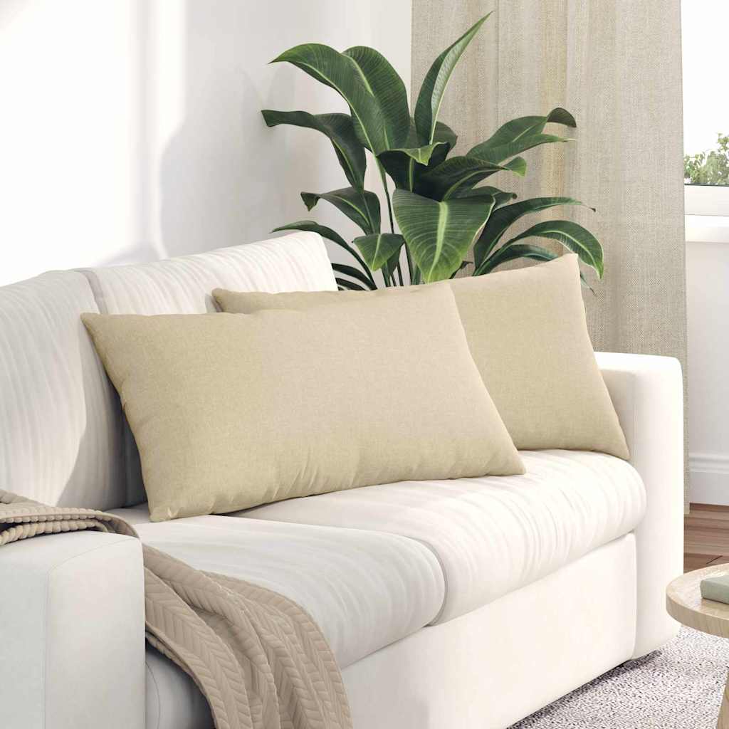 Sofa Kussens 2 pcs Crème 80 x 40 cm Stof is nu te koop bij PeponiXL, paradijselijk wonen!