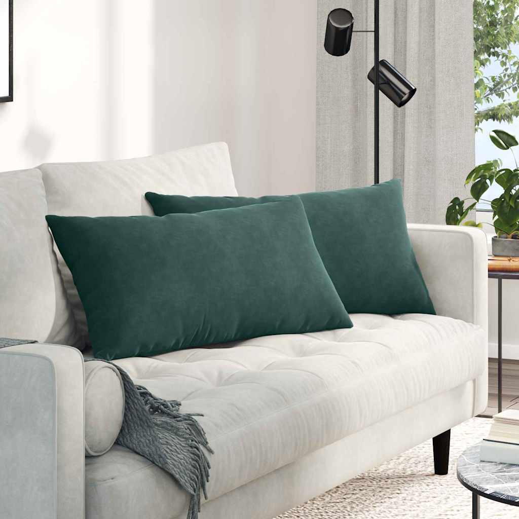Sofa Kussens 2 stuks Donkergroen 80 x 40 cm Cordstof is nu te koop bij PeponiXL, paradijselijk wonen!