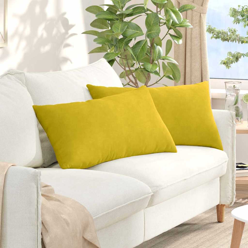 Sofa Kussens 2 stuks Geel 80 x 40 cm Cordstof is nu te koop bij PeponiXL, paradijselijk wonen!