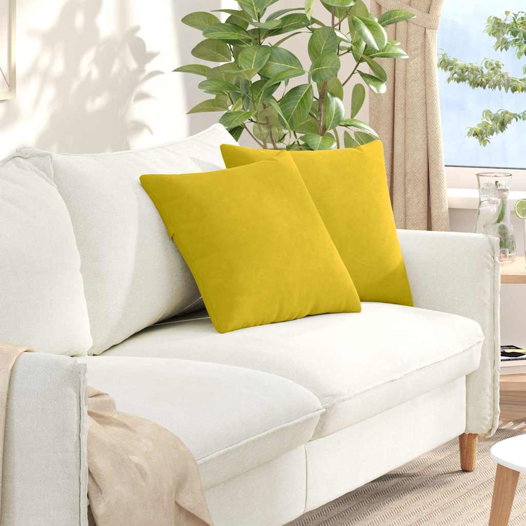 Sofa Kussens 2 stuks Geel 45 x 45 cm Cordstof is nu te koop bij PeponiXL, paradijselijk wonen!