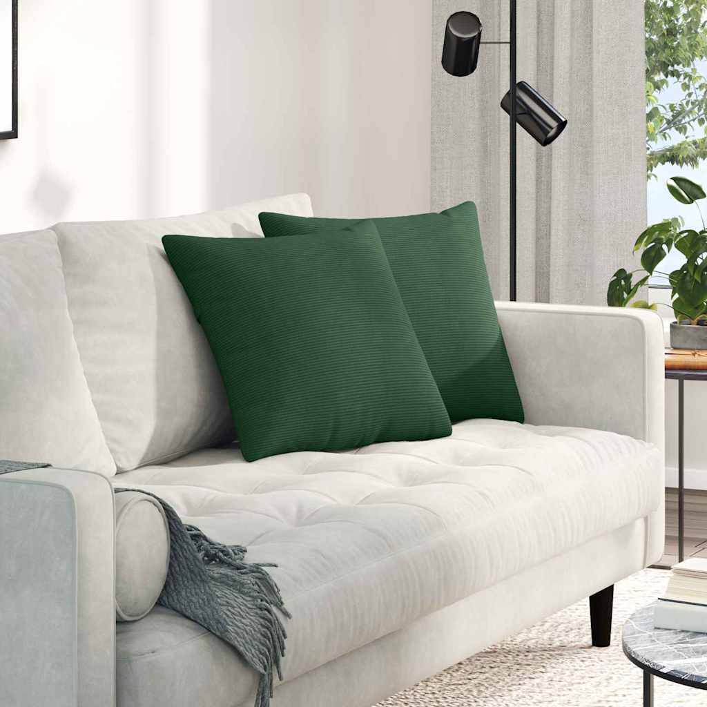 Sofa Kussens 2 stuks Donkergroen 45 x 45 cm Cordstof is nu te koop bij PeponiXL, paradijselijk wonen!
