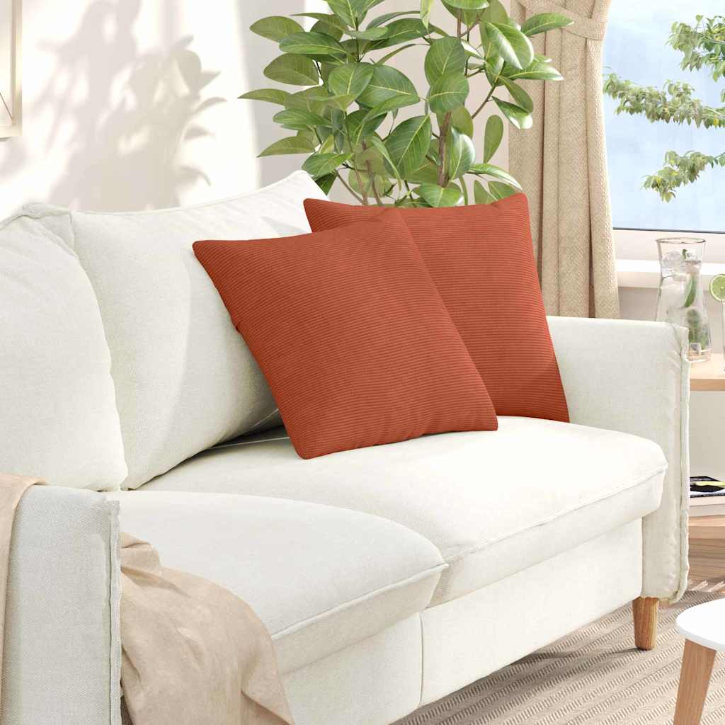 Sofa Kussens 2 stuks Rood-oranje 45 x 45 cm Cordstof is nu te koop bij PeponiXL, paradijselijk wonen!