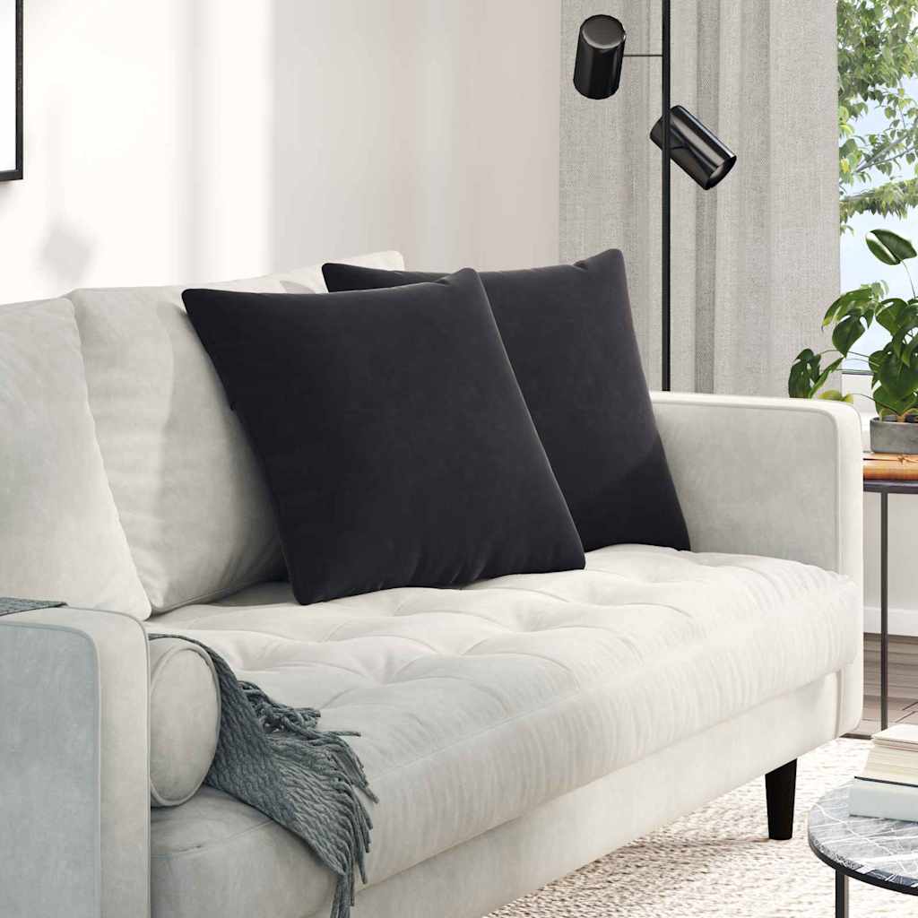 Sofa Kussens 2 stuks Zwart 50 x 50 cm Cordstof is nu te koop bij PeponiXL, paradijselijk wonen!
