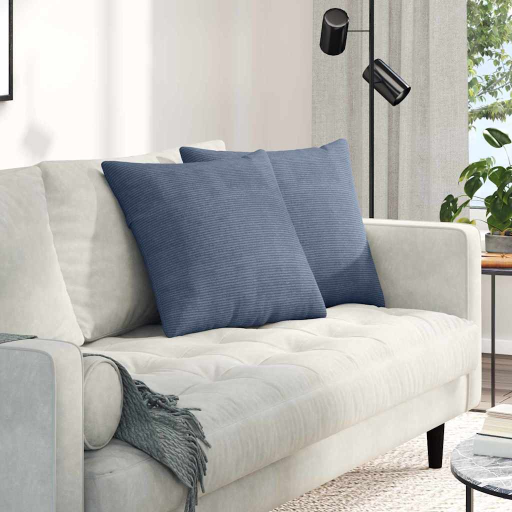 Sofa Kussens 2 stuks Blauw 50 x 50 cm Cordstof is nu te koop bij PeponiXL, paradijselijk wonen!