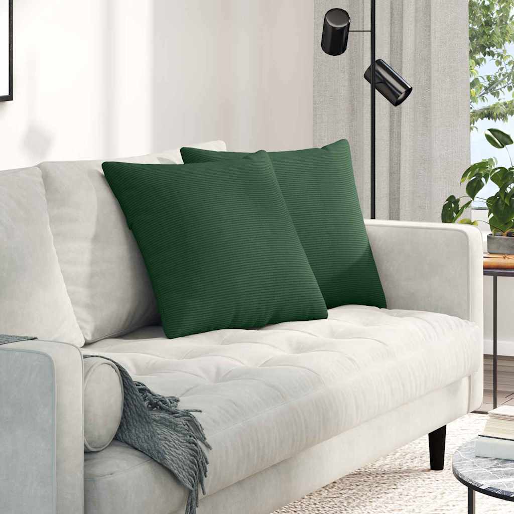 Sofa Kussens 2 stuks Donkergroen 50 x 50 cm Cordstof is nu te koop bij PeponiXL, paradijselijk wonen!