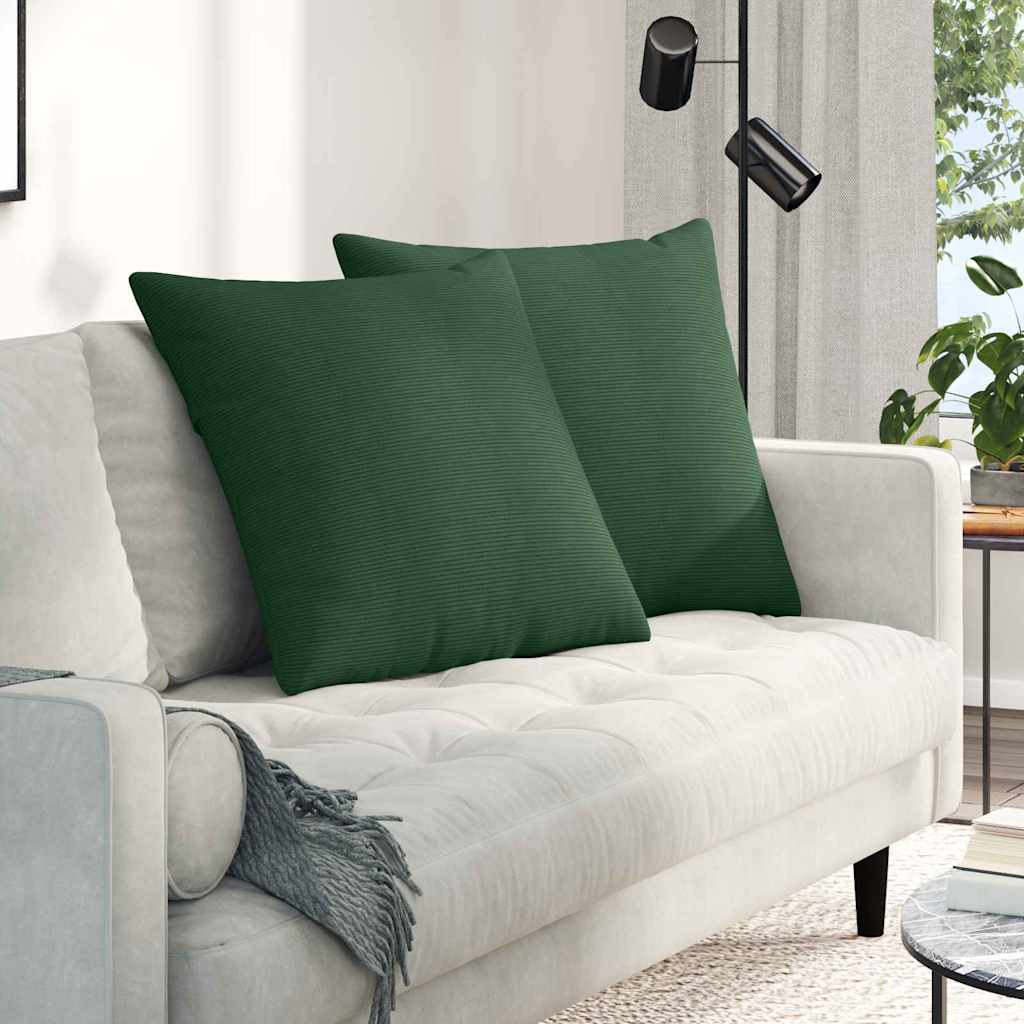 Sofa Kussens 2 stuks Donkergroen 60 x 60 cm Cordstof is nu te koop bij PeponiXL, paradijselijk wonen!