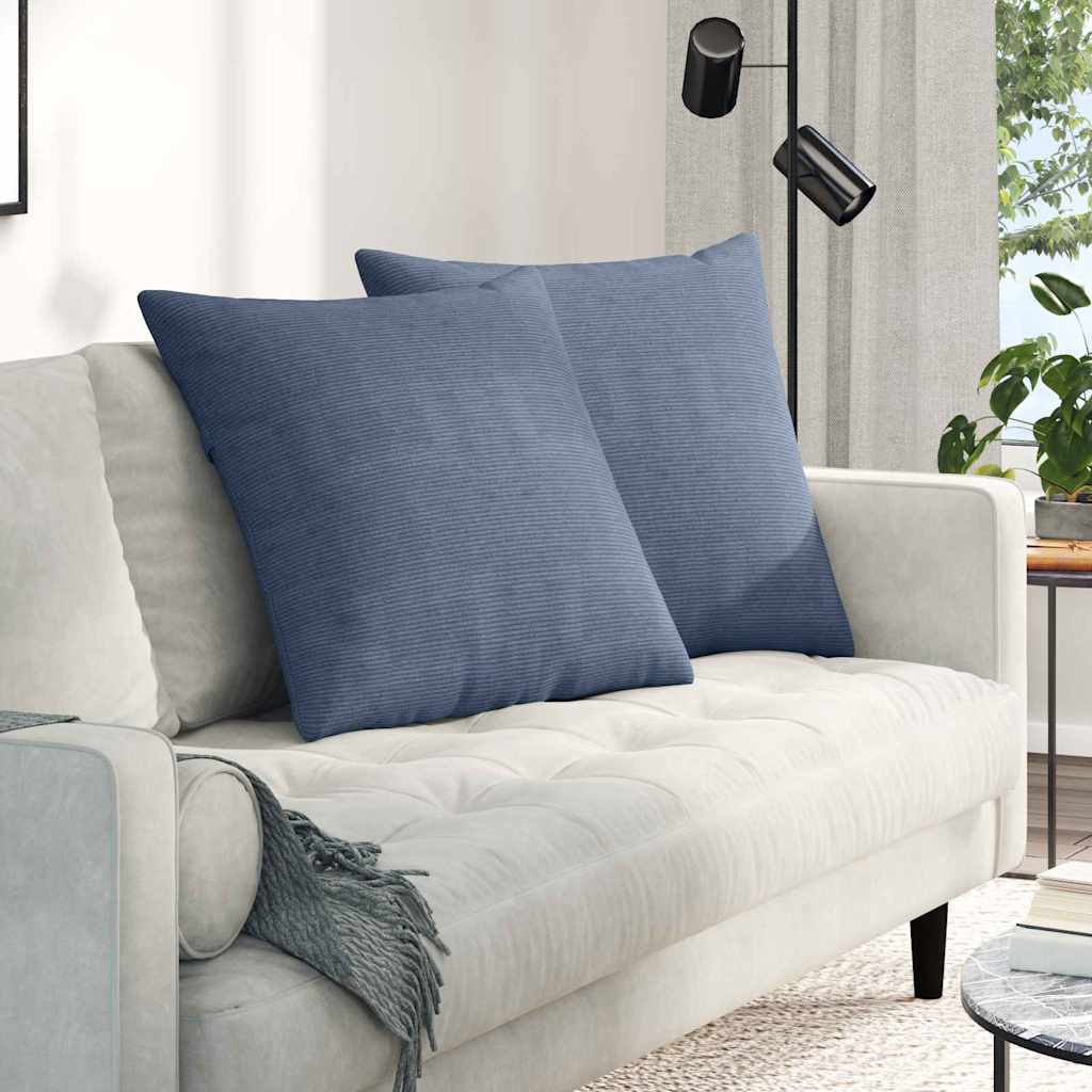 Sofa Kussens 2 stuks Blauw 80 x 80 cm Cordstof is nu te koop bij PeponiXL, paradijselijk wonen!