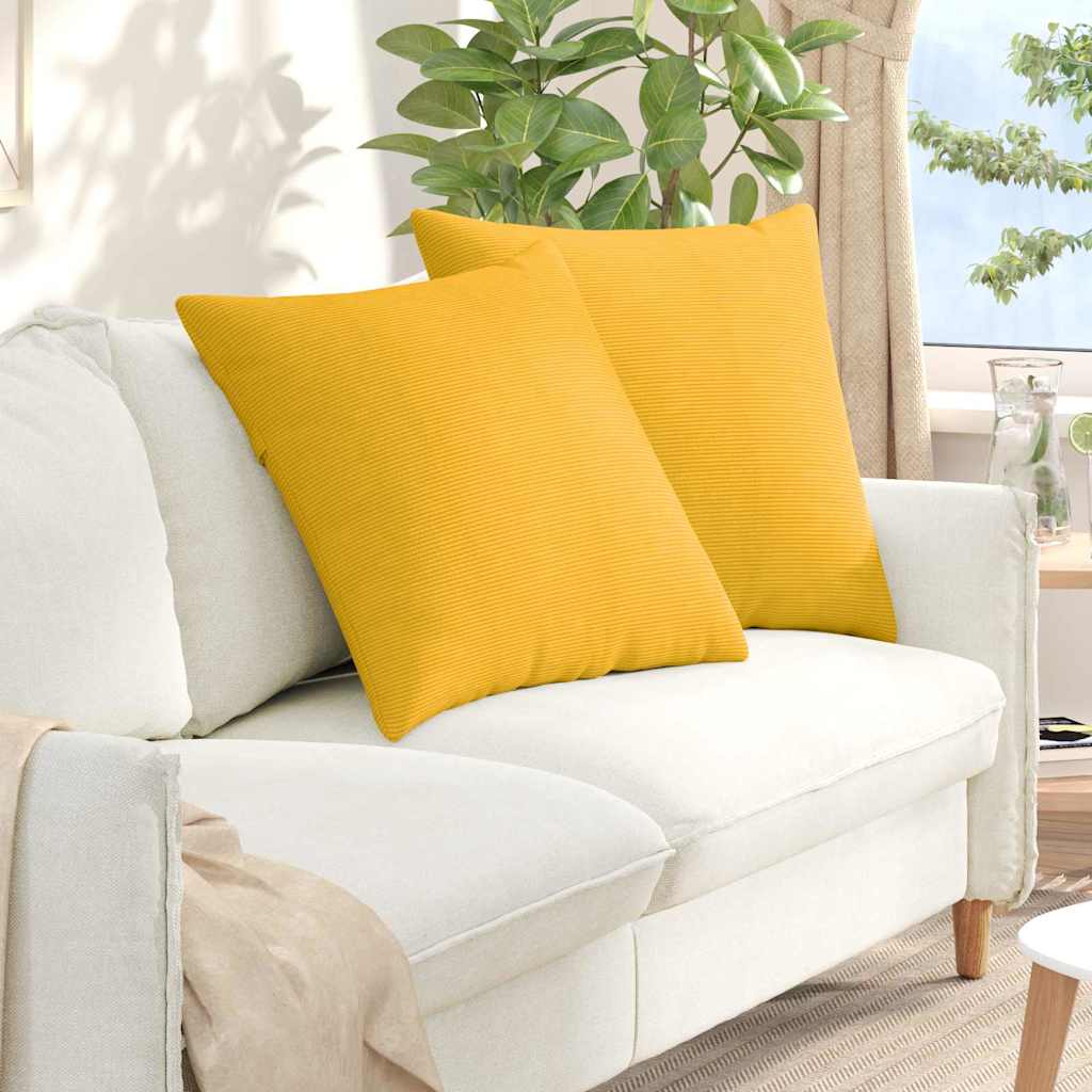 Sofa Kussens 2 stuks Lichtgeel 80 x 80 cm Cordstof is nu te koop bij PeponiXL, paradijselijk wonen!