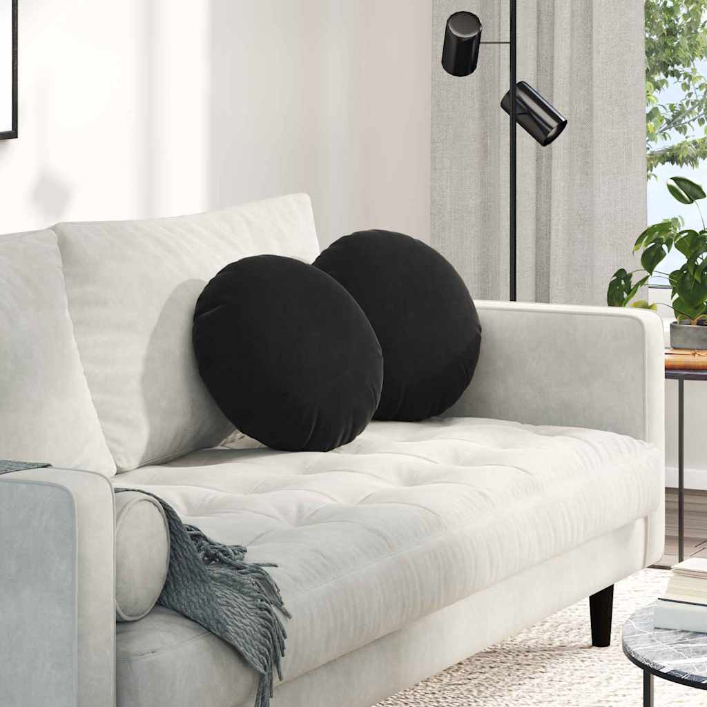Zitkussens 2 stuks Zwart Ø 40 x 13 cm Fluweel is nu te koop bij PeponiXL, paradijselijk wonen!