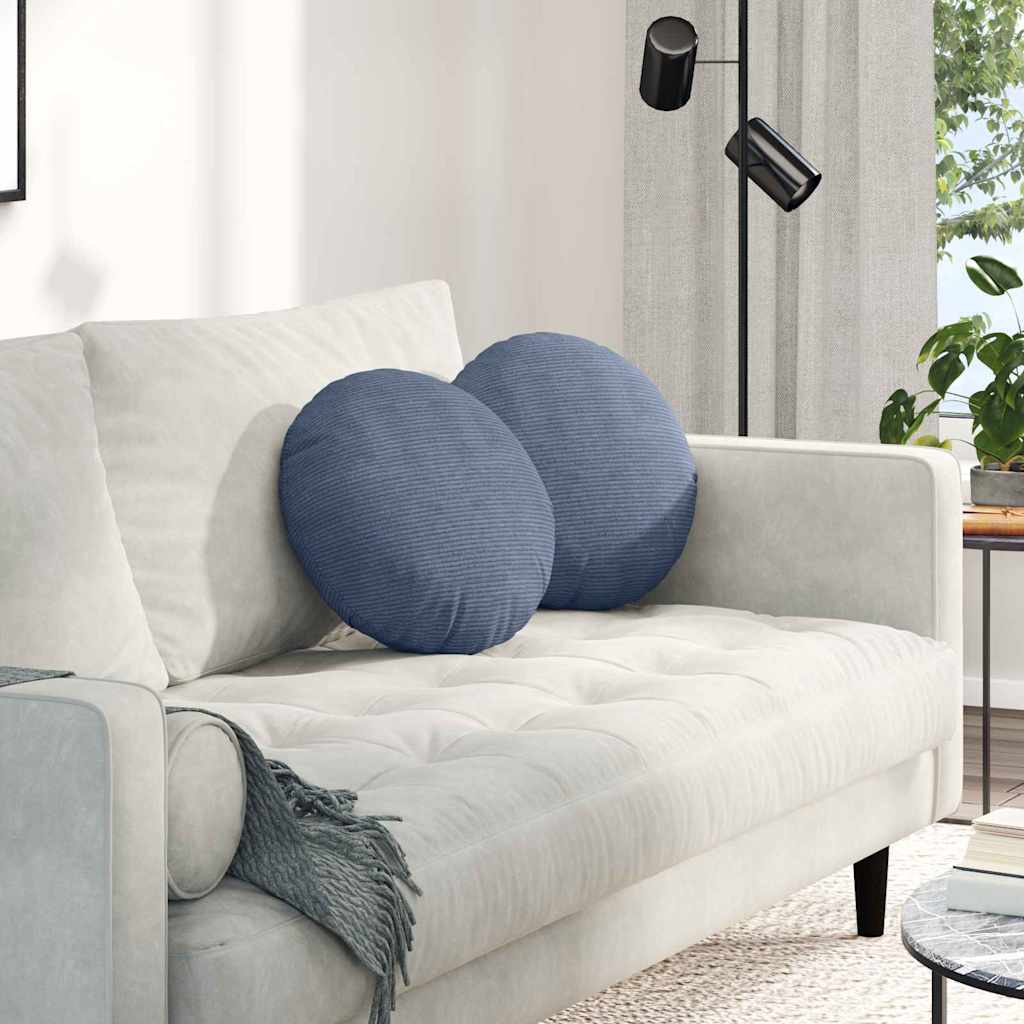 Zitkussens 2 pcs Blauw Ø 40 cm Katoen Stof is nu te koop bij PeponiXL, paradijselijk wonen!