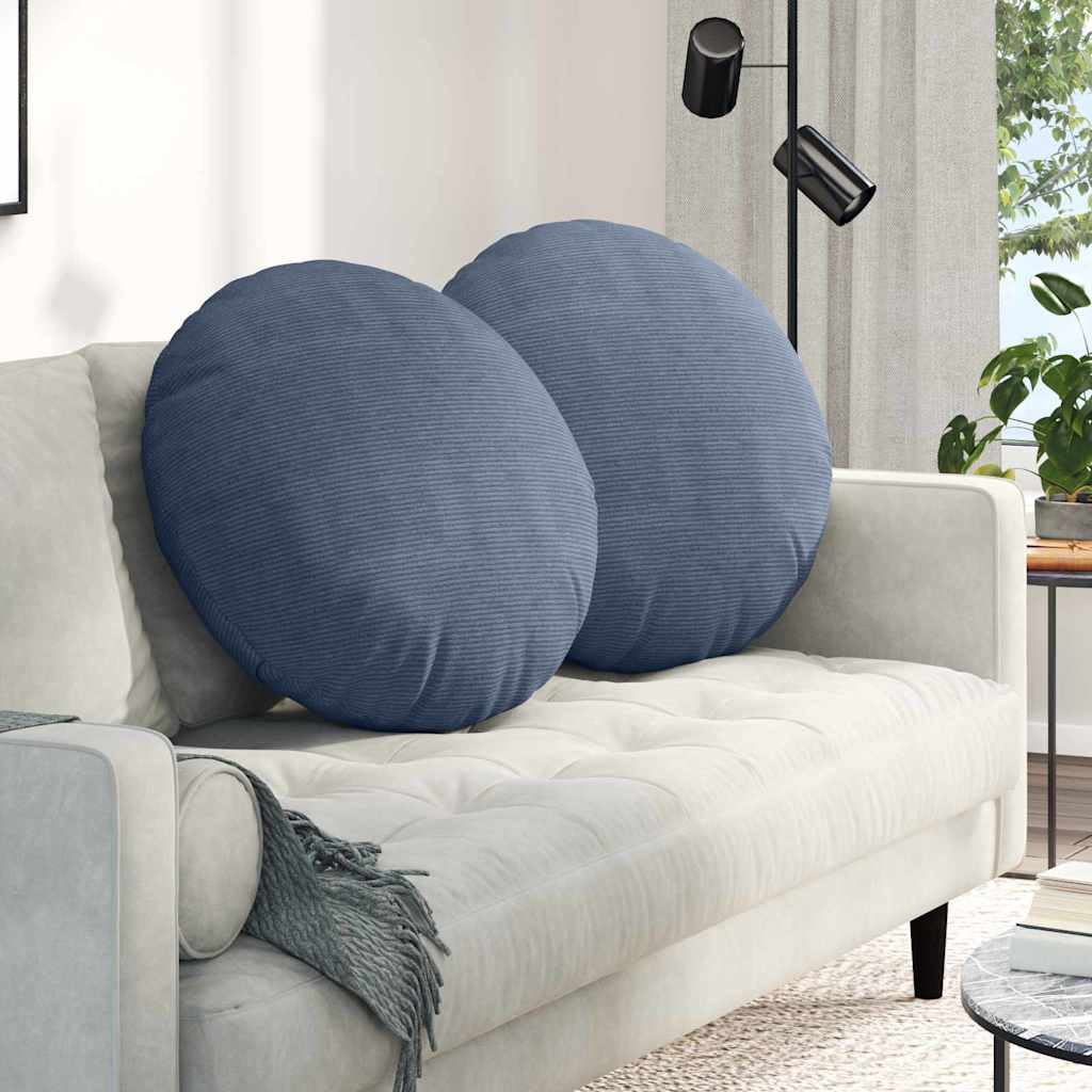 Zitkussens 2 pcs Blauw Ø 80 cm Katoen Stof is nu te koop bij PeponiXL, paradijselijk wonen!
