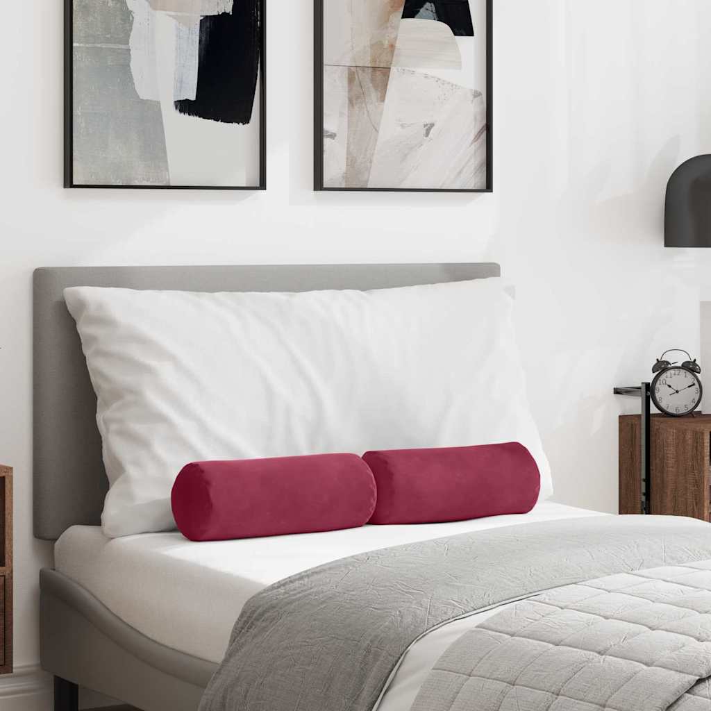 Bolster Kussens 2 stuks Wijnrood Ø 15 x 40 cm Cordstof is nu te koop bij PeponiXL, paradijselijk wonen!