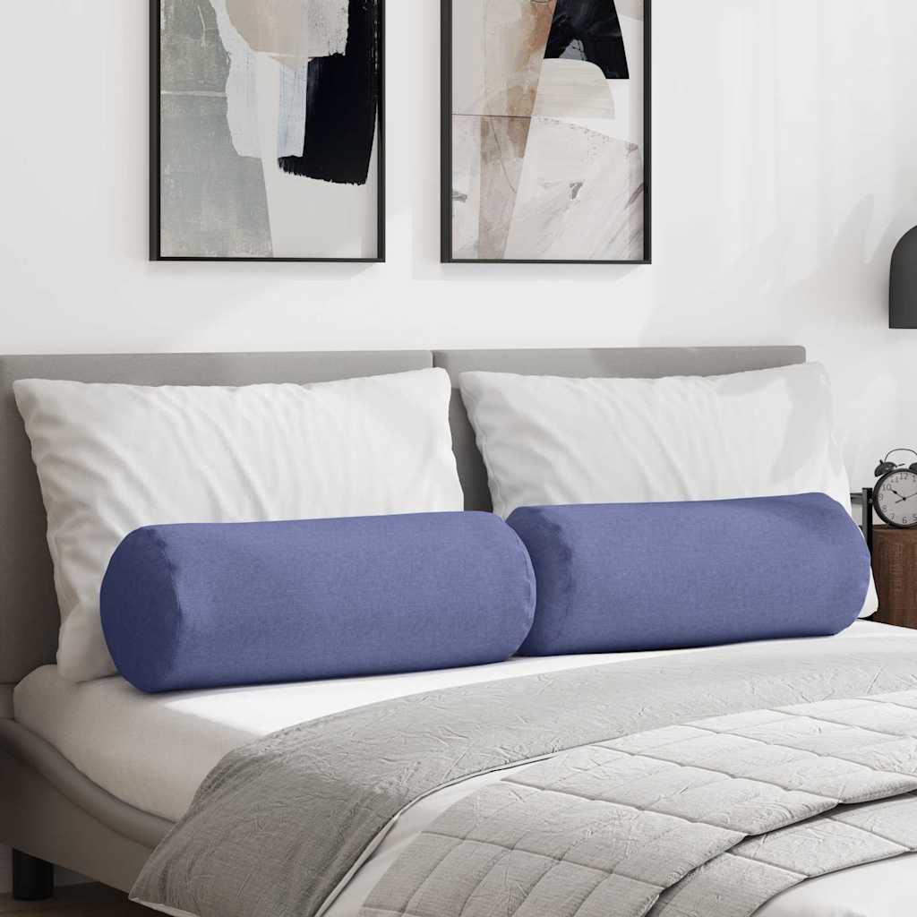 Bolster Kussens 2 stuks Jeans Blauw Ø 25 x 70 cm Stof is nu te koop bij PeponiXL, paradijselijk wonen!