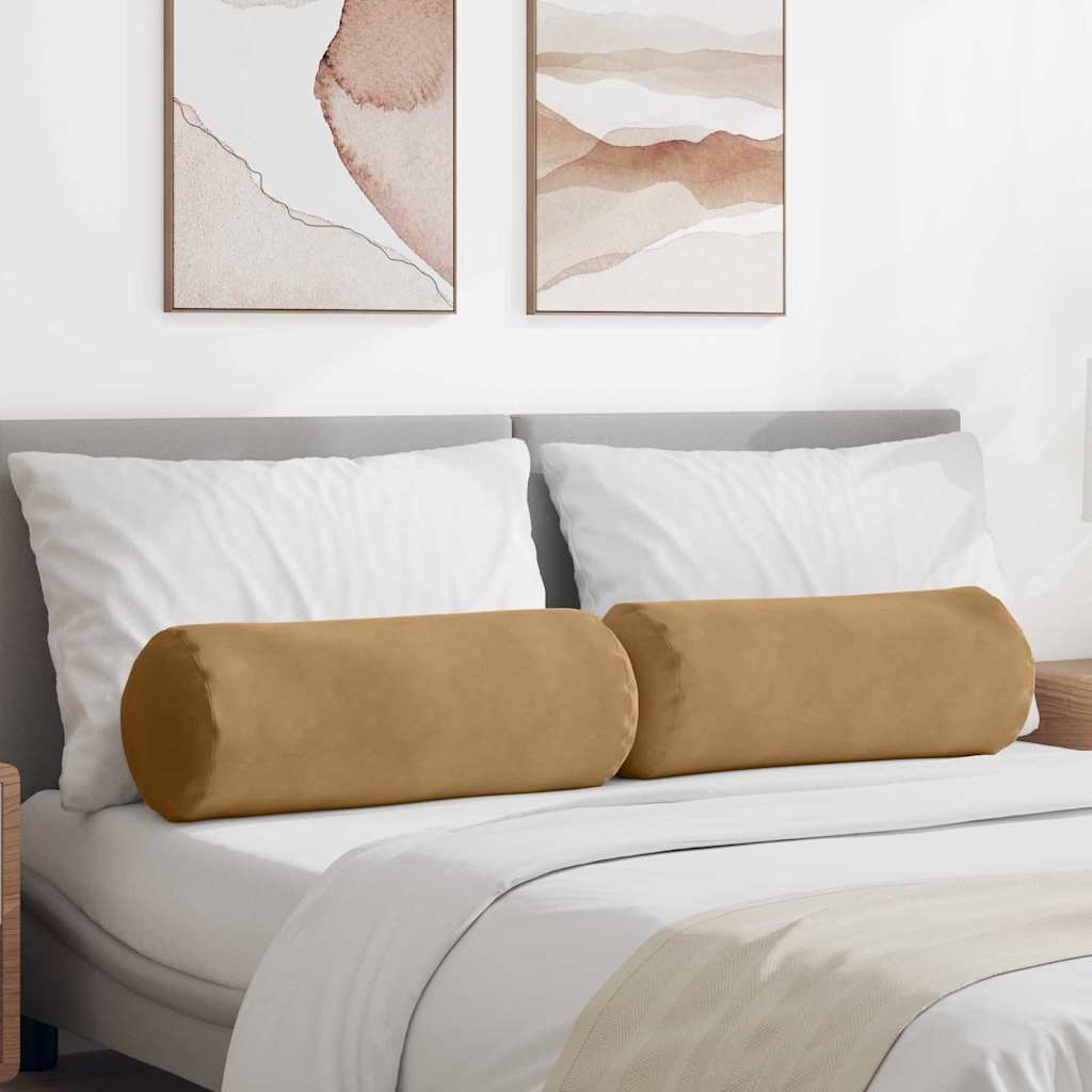 Bolster Kussens 2 stuks Bruin Ø 25 x 70 cm Cordstof is nu te koop bij PeponiXL, paradijselijk wonen!
