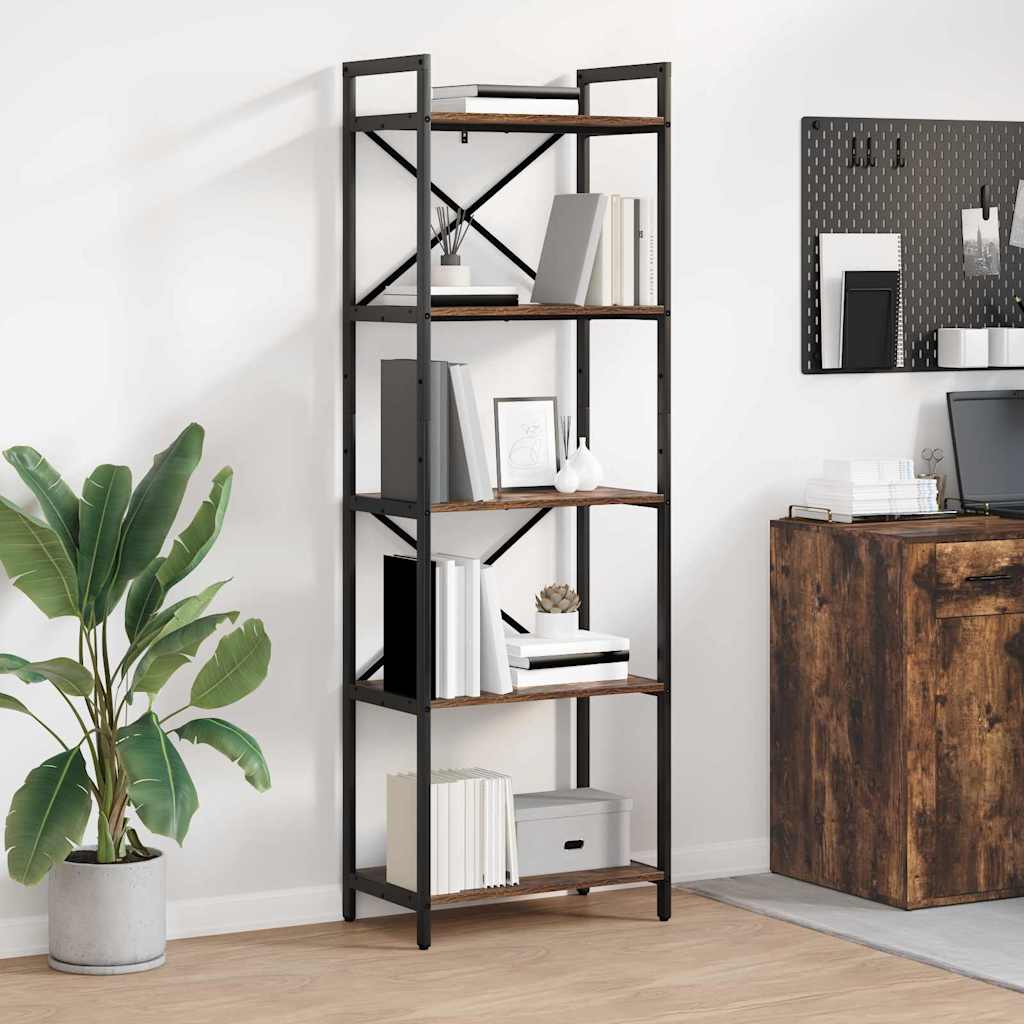 Boekenkast Gerookt eiken 56 x 34 x 171 cm Bewerkt hout is nu te koop bij PeponiXL, paradijselijk wonen!