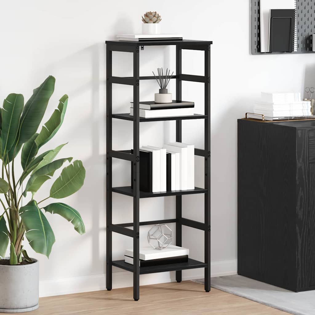 Boekenkast Zwart Eiken 40 x 29,5 x 115 cm Bewerkt hout is nu te koop bij PeponiXL, paradijselijk wonen!