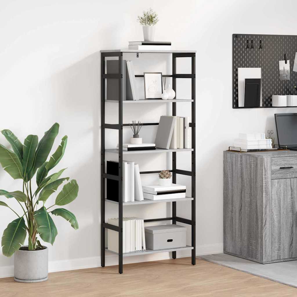 Boekenkast Grijs Sonoma 60 x 29,5 x 149 cm Bewerkt hout is nu te koop bij PeponiXL, paradijselijk wonen!