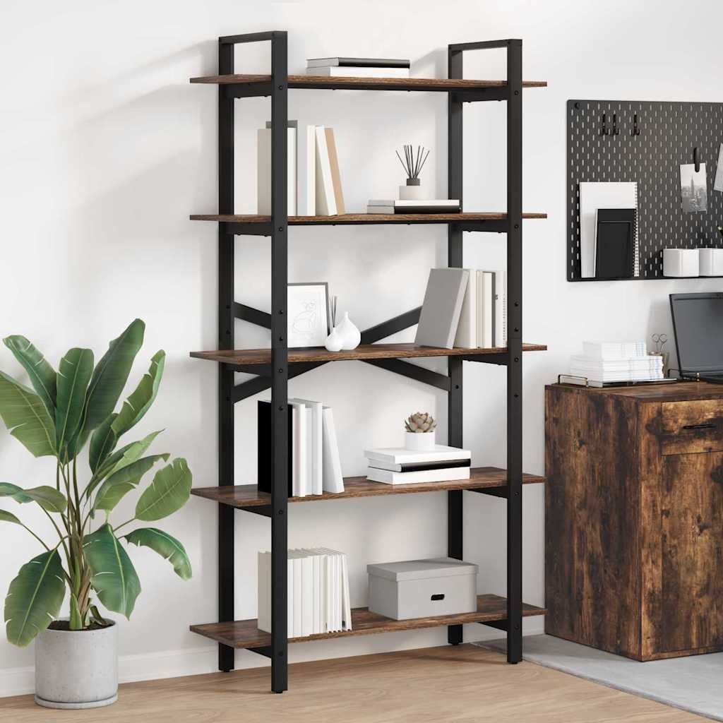 Boekenkast Gerookt eiken 100 x 33,5 x 178 cm Bewerkt hout is nu te koop bij PeponiXL, paradijselijk wonen!