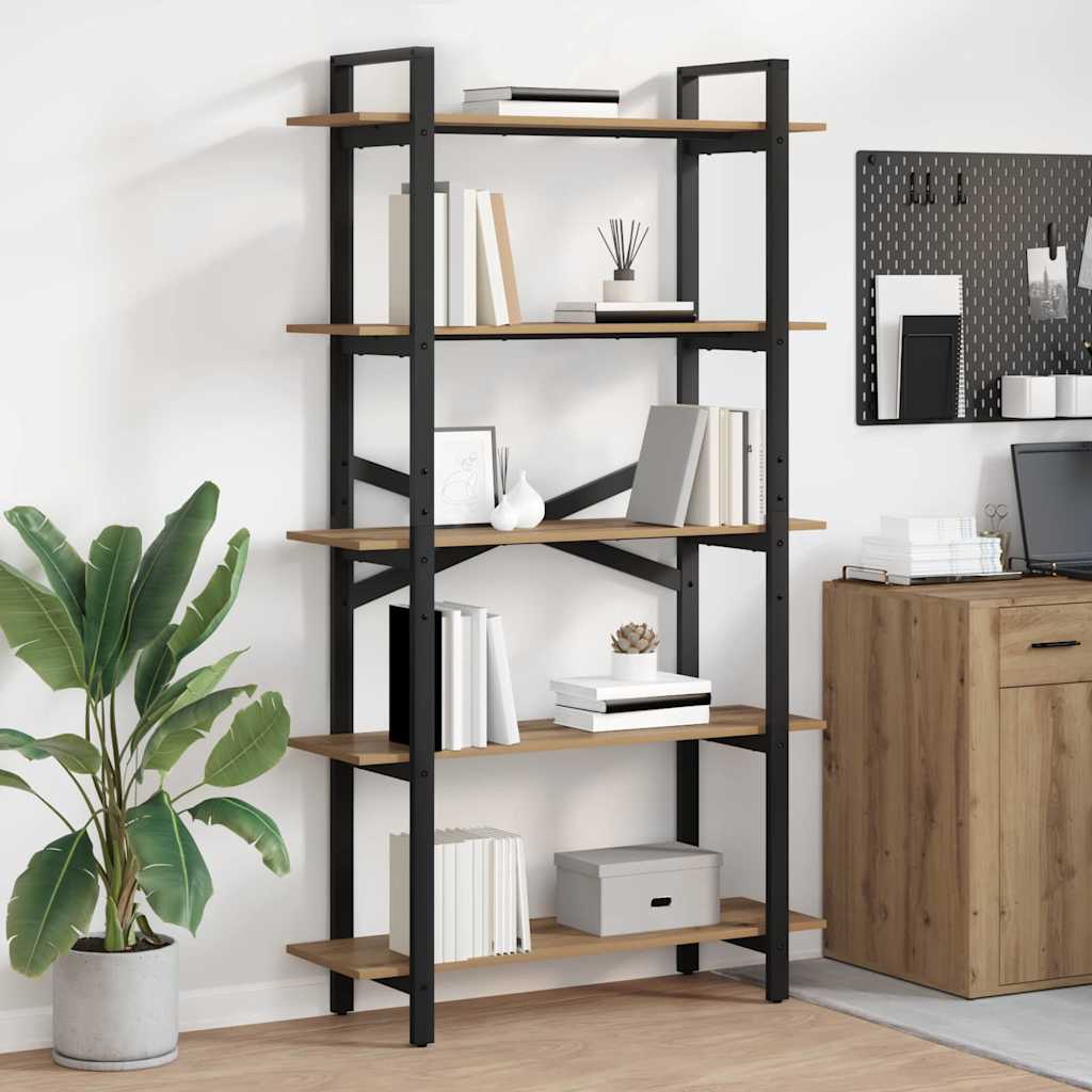 Boekenkast Artisan Eiken 100 x 33,5 x 178 cm Bewerkt hout is nu te koop bij PeponiXL, paradijselijk wonen!
