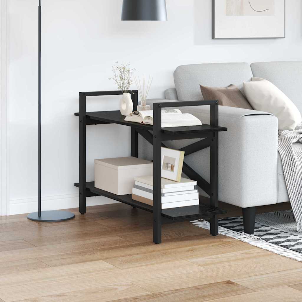 Boekenkast Zwart Eiken 100 x 33,5 x 64 cm Bewerkt hout is nu te koop bij PeponiXL, paradijselijk wonen!